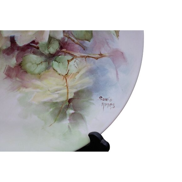 Hand-Painted Porcelain Plate With Floral Design By Sonie Ames - Picture 3 of 6